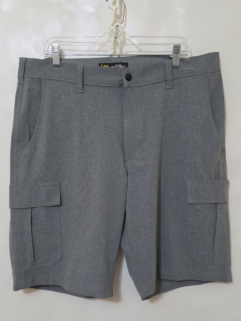 Lee Men's Gray Polyester/Spandex Cargo Shorts - Size 38